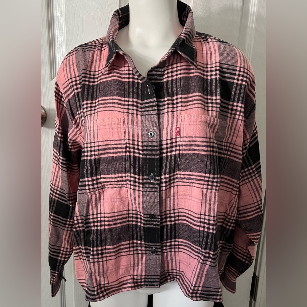 NWT Levi’s Pink Plaid Western Button Down Shirt size XL